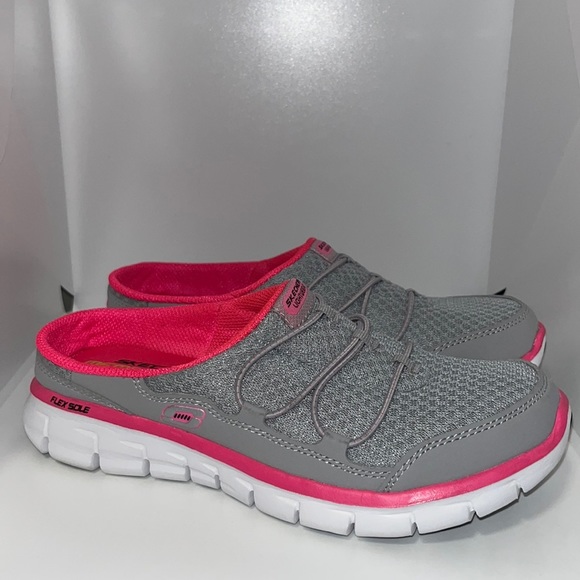 Skechers Shoes - Skechers Synergy Free Play Mule Slip On Sneakers Gray Hot Pink Women’s 6.5